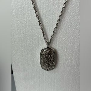Kendra Scott RAE long silver tone pendant necklace. Excellent condition.